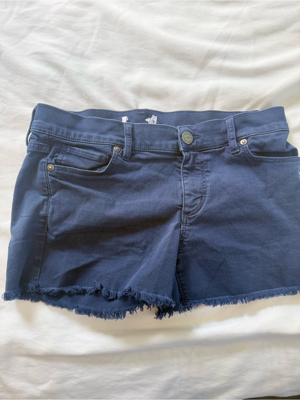 LOFT Navy Frayed Hem Jean Shorts Women’s size 2